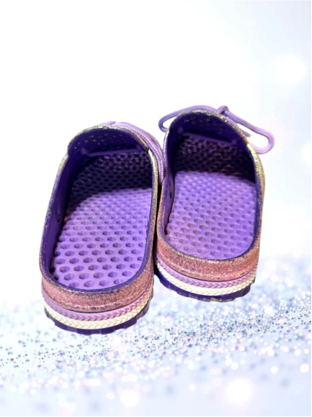 Cromer Resort Wear Glitter Rainbow Air Walk Water Shoes Clogs Sandals Girls 13/1
